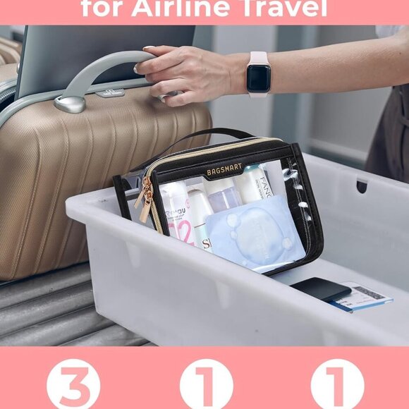 Clear Makeup Bag, TSA Approved Toiletry Bag, Makeup Cosmetic Pouch Bag for Women - Picture 2 of 7